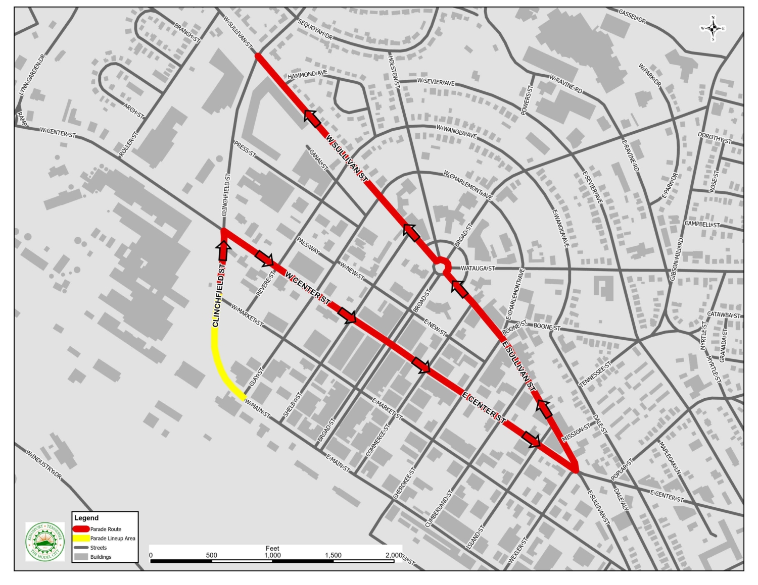 Road closures for Fun Fest 2022 Parade Kingsport, TN